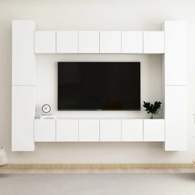 Set dulapuri TV, 10 piese, alb,PAL Alb, 60 x 30 x 30 cm, 1