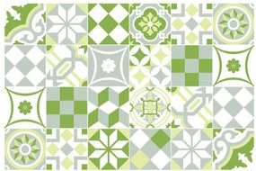 Set 24 autocolante pentru perete Ambiance Green Patchwork Tiles, 10 x 10 cm