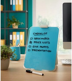 Flip-chart din sticlă pentru birou Leitz Cosy, 22 x 30 cm, albastru