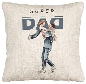 Perna Decorativa Canapea, Model Super Dad, 40x40 cm, Cu fermoar