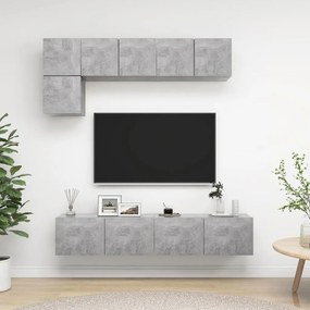 Set dulap TV, 5 piese, gri beton, PAL Gri beton, 80 x 30 x 30 cm, 1