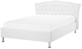 Pat matrimonial 140 cm MATH (cu spațiu de depozitare) (cu somieră) (alb). 1007347