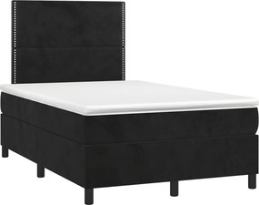 vidaXL Pat box spring cu saltea, negru, 120x190 cm, catifea