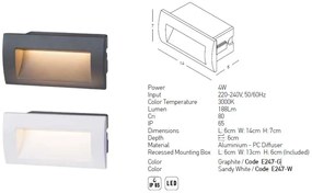 Spot LED incastrabil de exterior iluminat ambiental IP65 Rajal grafit