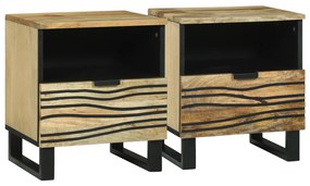 vidaXL Dulap de noapte 2 pcs Maro 40 x 33 x 46 cm Lemn masiv de mango