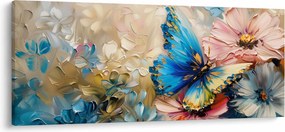 Tablou - Pictura de flori și fluturi (120x50 cm)