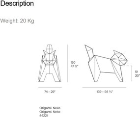 Decoratiune/ Statueta exterior sau interior Origami Neko, mat