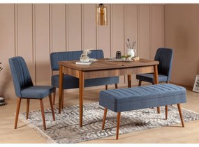 Set mobilier sufragerie Vlasta 2 (nuc + albastru închis) (pentru 6 persoane). 1073080