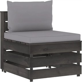 vidaXL Canapea de mijloc modulară cu perne, gri, lemn tratat