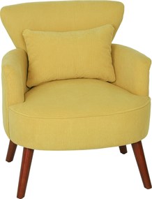HOMCOM Fotoliu modern cu brațe, scaun accent tapițat cu pernă lombară, picioare din lemn de cauciuc, galben | Aosom Romania