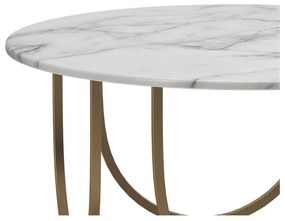 Măsuță de cafea albă-aurie, rotundă, cu aspect de marmură ø 79 cm Gwyneth – CosmoLiving by Cosmopolitan