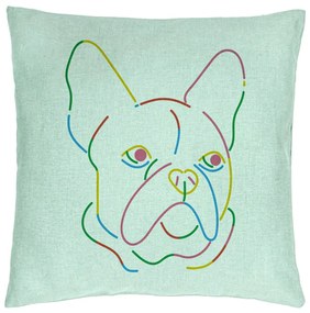 Perna Decorativa, Model Doggo MultiColor, 40x40 cm, Verde Menta, Husa Detasabila, Burduf