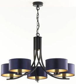 Jupiter 2101 - Lustră cu lanț ARTHUR 5xE27/15W/230V albastru/negru