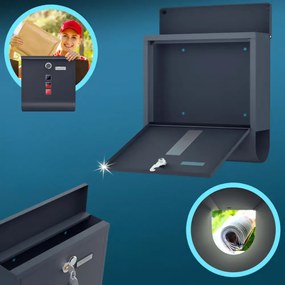 Cutie poștală cu tub pentru ziare POST, 30,5x10x33,5cm, antracit Monzana