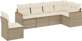 vidaXL Set canapele de grădină cu perne, 6 piese, bej, poliratan