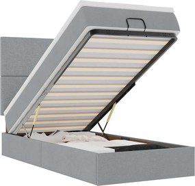vidaXL Cadru de pat otoman cu saltea țesătură gri deschis 90x190cm