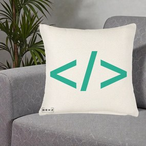 Perna Personalizata Cod HTML Turcoaz, 40x40 cm, Crem Reliefat, Husa Detasabila, Perna Inclusa, BEKZ®