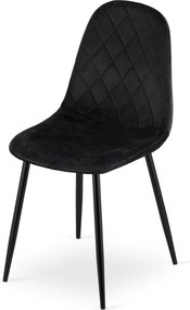 OFERTA Scaun de catifea negru ASTI cu picioare negre II. calitate