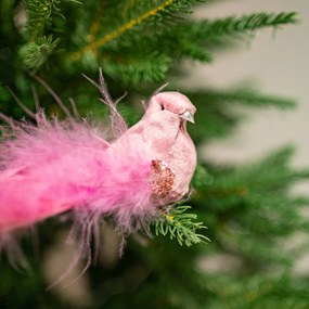 Păun roz cu clemă, 25 x 8 x 6 cm, set de 4 bucăți