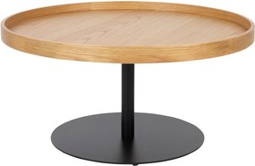 Măsuță de cafea în culoare naturală rotundă cu blat cu aspect de lemn de stejar ø 70 cm Yuri L – White Label