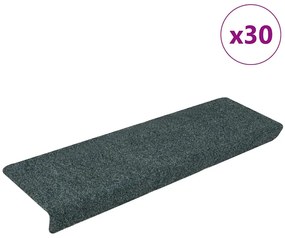 vidaXL Covorașe autoadezive pentru scări, 30 buc., 65x21x4 cm, margini dreptunghiulare verzi