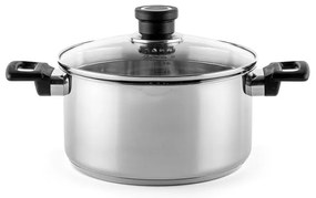 Cratiță Luigi Ferrero Sophia FR-3403, 20x11 cm, 3.2 l, Oțel 18/10, Capac din sticlă, Inducție, Inox