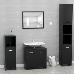 Set mobilier de baie, negru, PAL Negru, 1
