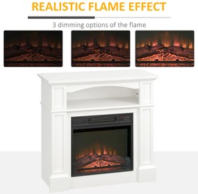 HOMCOM Șemineu Electric 1800W cu Efect de Flacără Reglabilă, Telecomandă și Timer | Aosom Romania