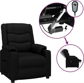 vidaXL Fotoliu rabatabil electric, negru, piele ecologică