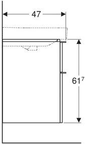 Dulap baie suspendat Geberit Smyle Square pentru lavoar, 60 cm, alb