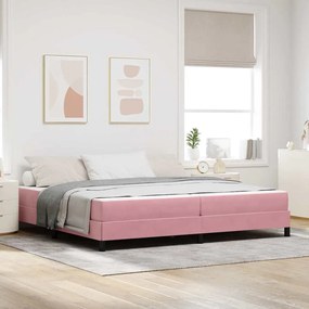 vidaXL Pat boxspring cu saltea Roz 200 x 200 cm Catifea