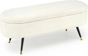 Bancheta pentru hol AVEIRO, stofa buclata crem, 120x46x40 cm