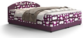 Pat matrimonial Boxspring 180 cm Orlando Comfort (Motiv + violet) (cu saltea și sp. depozitare). 1056261