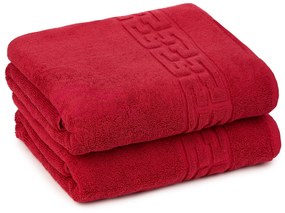 2 Prosoape Fata Bumbac 620g Hotel PRG611 Red 50x90 cm