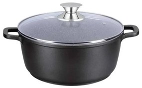 Cratiță din Aluminiu, 3 Litri, Termorezistentă, Interior din Granit (Anti-Aderent), Capac din Sticlă, Bază 3 Straturi (Inducție), Negru