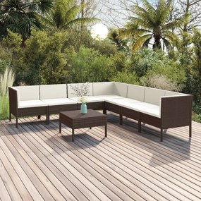 3094455 vidaXL Set mobilier de grădină cu perne, 8 piese, maro, poliratan