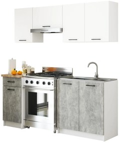 Set de bucătărie 180 cm Ozara (Alb + beton). 1071164