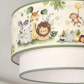 Brilagi-LED Plafonieră pentru copii BOBO, 1xE27/60W/230V, Ø40 cm, crem/verde/junglă