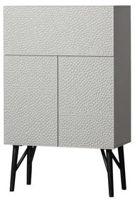 Dulap vinotecă gri deschis din lemn de mango 90x146x46 cm Carved – WOOOD