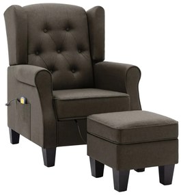 320169 vidaXL Fotoliu de masaj cu taburet, gri taupe, material textil
