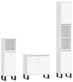 3187797 vidaXL Set dulapuri de baie, 3 piese, alb, lemn prelucrat
