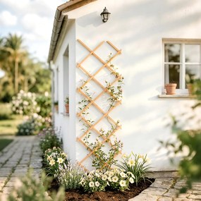 Outsunny Grilaj de grădină din lemn extensibil Suport pentru plante cățărătoare Trandafiri și viță-de-vie 180x60 cm Maro deschis | Aosom Romania