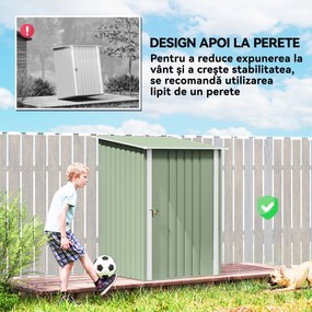 Outsunny Căsuță de Grădină 0,92m² din Oțel Galvanizat, Depozit pentru Unelte cu Ușă Blocabilă, Acoperiș Înclinat, 100x104x160 cm, Verde Deschis | Aosom Romania