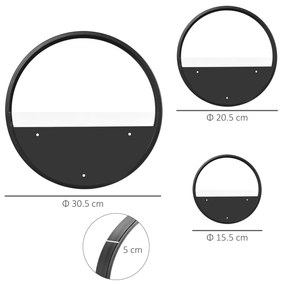 Outsunny Set 3 Jardiniere de Balcon din Oțel și Acrilic, Montare pe Perete, pentru Interior și Exterior, Negru | Aosom Romania