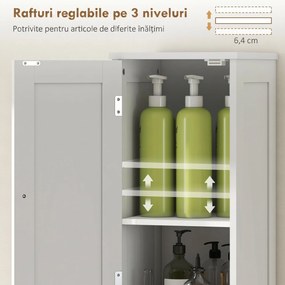 HOMCOM Dulap Înalt de Baie cu 2 Rafturi Deschise și 2 Dulapuri în Lemn Alb | Aosom Romania