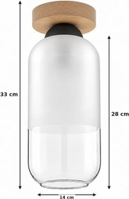 BRILAGI - Lampă de tavan LED RETRO GLASS 1xE27/60W/230V Ø 14 cm stejar/alb