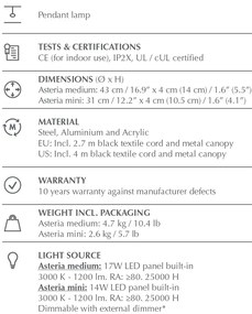 Lustra LED design scandinav Asteria mini - nuance olive/ auriu