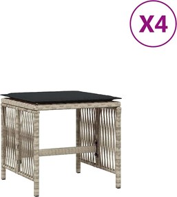 vidaXL Scaune de grădină cu perne, 4 buc. gri deschis poliratan