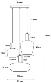 Lustră pe cablu Lucide 45408/13/99 ILONA 3xE27/40W/230V negru/bej