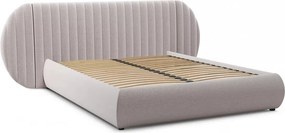 Pat tapițat Galin 140x200 cu ladă de depozitare - stofă bej ușor de curățat Maya 01